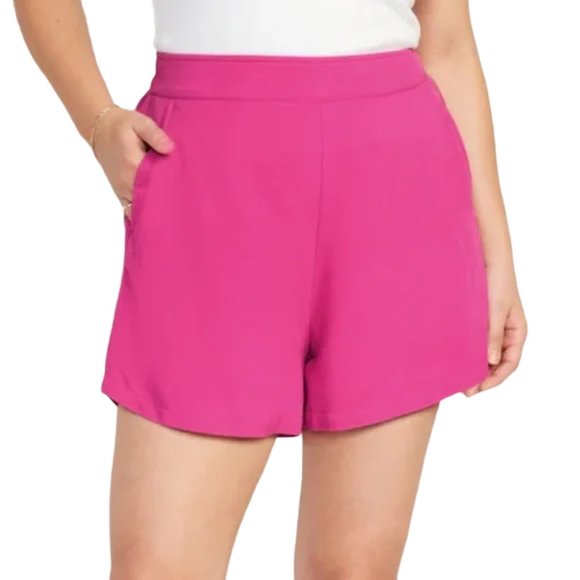 Old Navy Playa Shorts Hot Pink High Waist Soft Spun Rayon Plus Size 3X NWT - Picture 2 of 10
